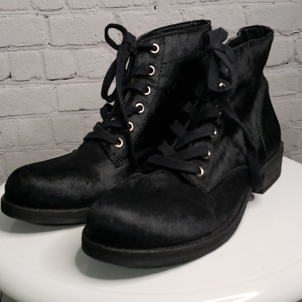 Sam Edelman Calf Fur Lace-Up Bootie